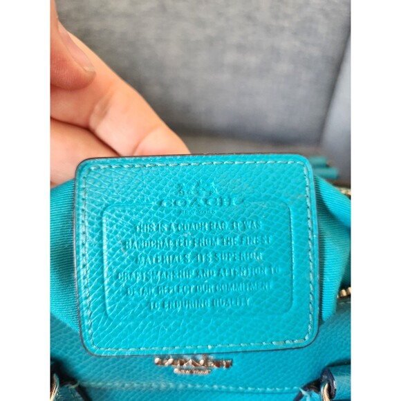 Coach "Rowan" Turquoise Blue Small Satchel Bag w/ Dustbag - Picture 8 of 11